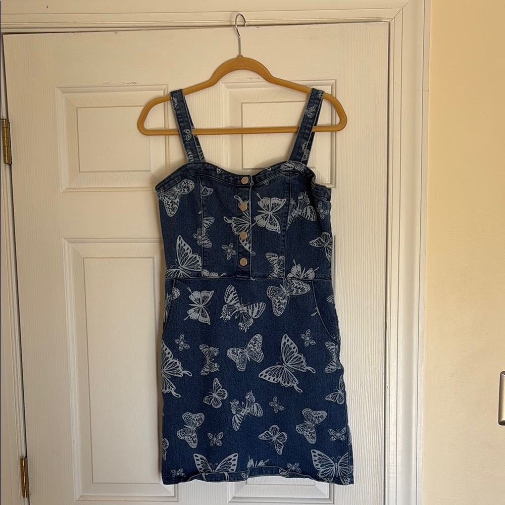 Butterfly Print Denim Dress